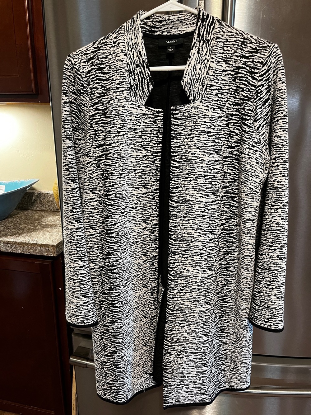 Alfani Black and White long Textured Jacket cardigan duster large new
